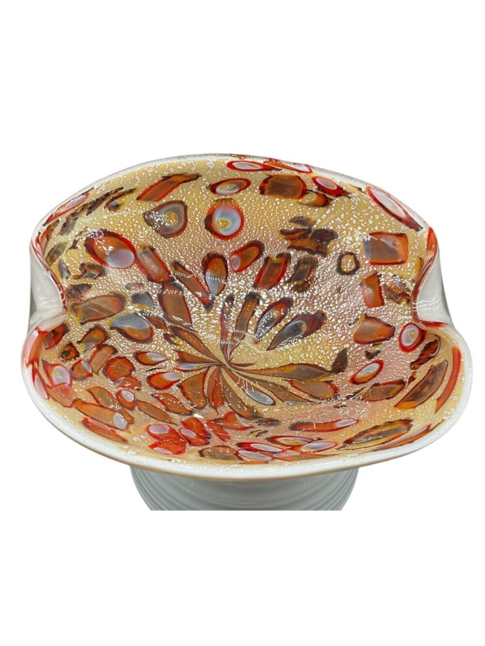 Vtg Murano Tutti Fruitti Art Glass Dino Martens Bowl Cased Glass 8.5" x 8" x 3"